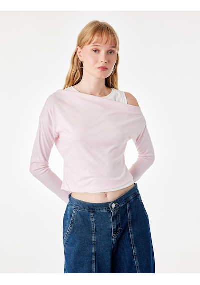 Koton Slim Fit Viskon Karışımlı Asimetrik Yaka Uzun Kollu Katmanlı Tişört Pembe 7wal10346ık Gül Koton Slim Fit Viskon Karışımlı Asimetrik Yaka Uzun Kollu Katmanlı Tişört Pembe 7wal10346ık Gül