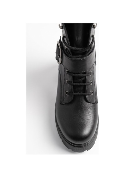 V.s.h Velvet Hayka Yüksek Tabanlı 8 Cm Tokalı Bağcıklı Kadın Siyah Bot-2558