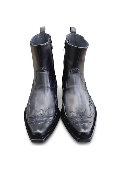 Güvener King Shoes Hakiki Deri Siyah Kovboy Bot