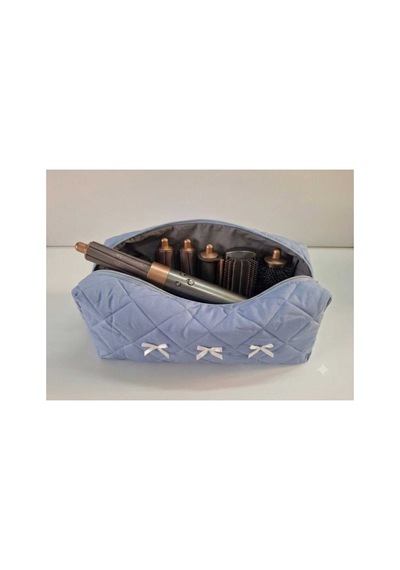Dreamy Blue Kapitone Fiyonklu Tüm Saç Şekillendiricilerine Uygun Organizer Çanta Tb043