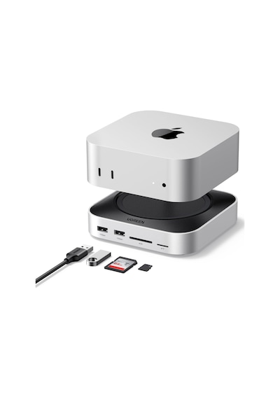 Ugreen Mac Mini M4 Bağlantı İstasyonu, Çift Monitör Kurulumları İçin Displayport 4k 240hz Maks. , 10 Gbps Usb Bağlantı Noktaları, 8 Tb M.2 Nvme Ssd Yuvası, Sd/tf Kart Okuyucu Ve 3,5 Mm Ses Mac Mini M4/m4 Pro İle Uyumlu