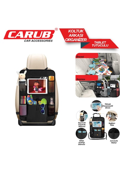 Carub Araç Koltuk Arkası Organizer Tablet Tutuculu