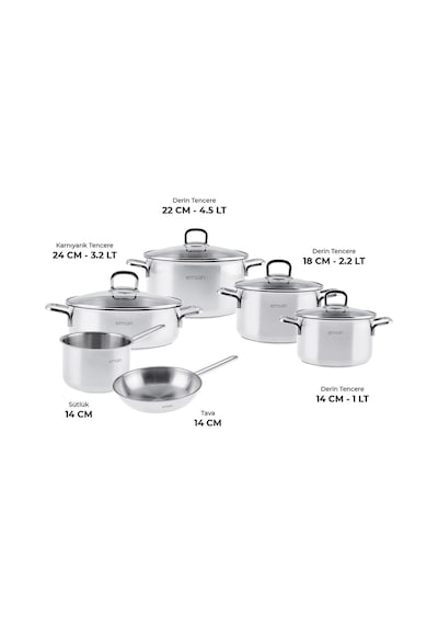 Emsan Cocinero 10 Parça Çelik Tencere Çeyiz Seti