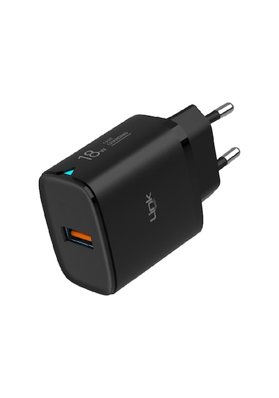 Linktech C303 Safe 18W USB-A Tip-C Kablolu Hızlı Şarj Cihazı Seti Siyah 1 Adet
