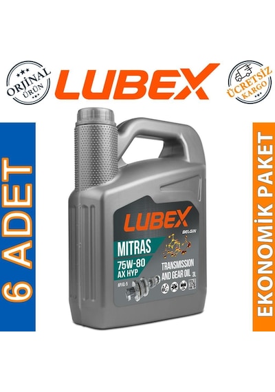 Lubex Mitras Ax Hyp 75W-80 Hypoid Şanzıman Dişli Yağı 6 x 3 L