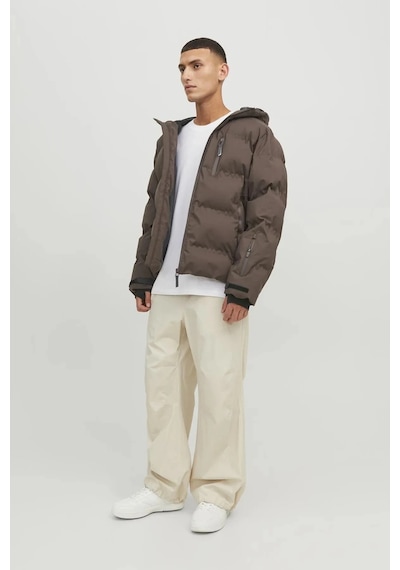 Jack & Jones Kapüşonlu Cep Detaylı Puffer Mont - Sweep Siyah