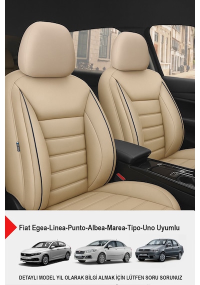 Jet Deri Oto Koltuk Kılıfı Fiat Egea-linea-punto-albea-marea-tipo-uno Uyumlu Bej