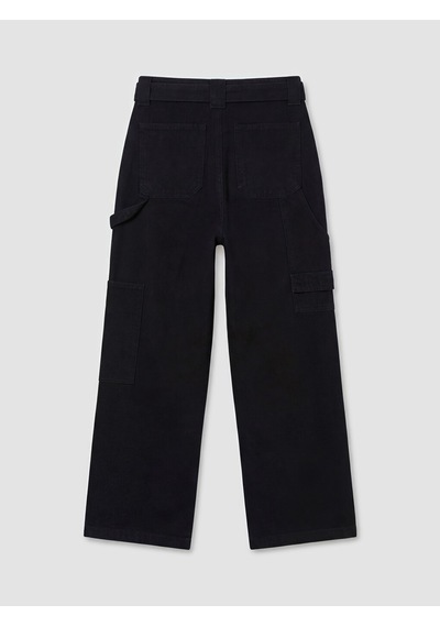 Lcw Jeans Siyah Beli Kemerli Wideleg Kadın Jean Pantolon