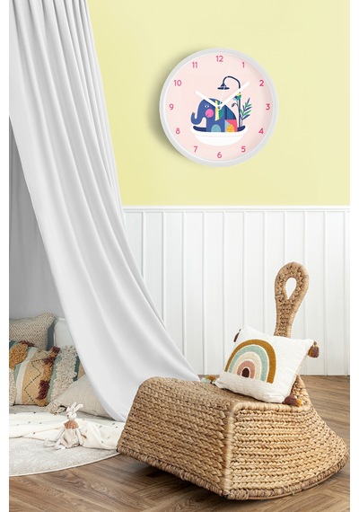 Küvette Fil Modern Tasarım Duvar Saati - 25cm - Önü Camlı Beyaz Kasa - Sessiz Mekanizma-jh0245 Beyaz
