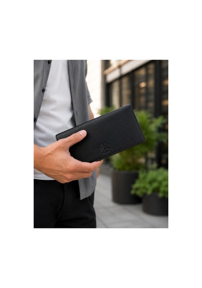 Alphaclub Bag Erkek Hakiki Deri Siyah Telefon Bölmeli Uzun Cüzdan Ve Kartlık Model 2729