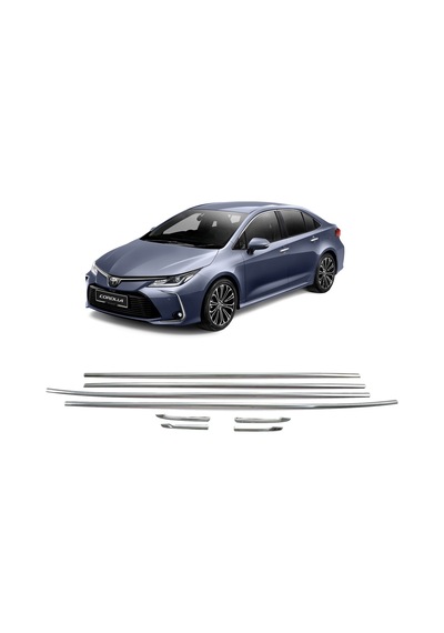 Toyota Corolla Uyumlu Krom Cam Çıtası 8 Prç. 2019 - 2021