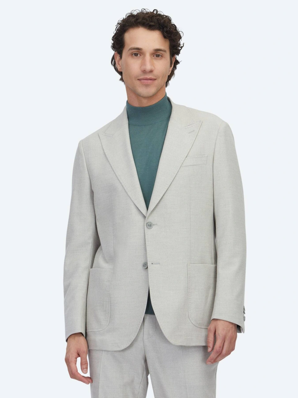 Kip Gri Desenli Comfort Fit Örme Takım Elbise Gri