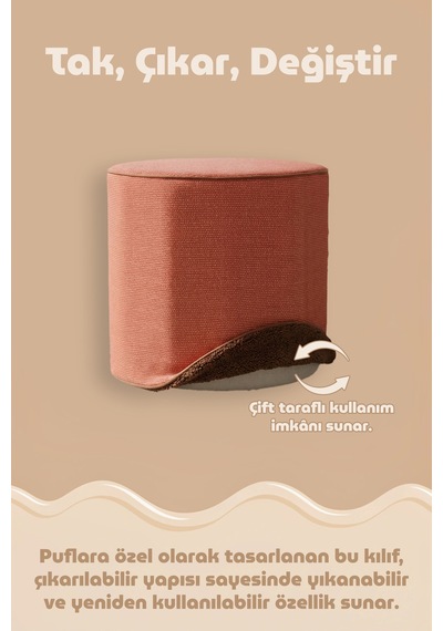 Çift Yönlü Çevir Puf Çift Taraflı Yıkanabilir Puf Bench Kılıfı Linen