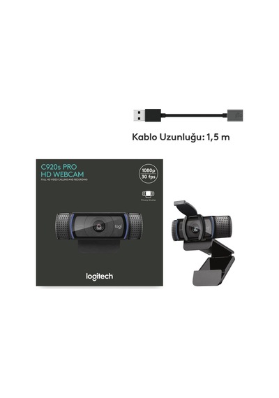 Logıtech 960-001252, C920s, Hd Pro 1080p/30 Fps, Dahili Çift Mikrofonlu, Full Hd, Webcam