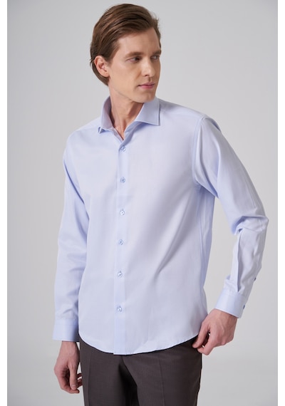 Morven Erkek A.mavi Polyester Trend Slim Fit Tam İtalyan Yaka Gömlek 26mc004044301 A.mavi