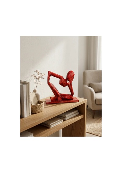 Dekoratif Düşünen İnsan Heykeli Kırmızı 21x21 Cm Soyut Figür Biblo, Modern Masaüstü Ve Konsol Üstü Dekor Objesi