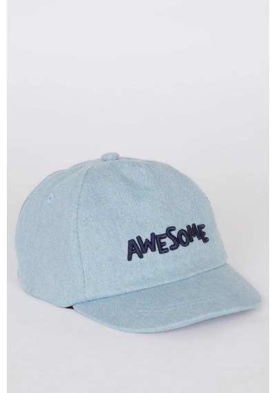 DeFacto Erkek Bebek Nakışlı Jean Cap Şapka D8379A525SMBE2 Mavi