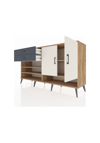 Hyperion Konsol 4 Raflı 2 Çekmeceli 2 Kapaklı 176x44x99 Çam-aytaş Çam-aytaşı/antrasit Hyperion Konsol 4 Raflı 2 Çekmeceli 2 Kapaklı 176x44x99 Çam-aytaş Çam-aytaşı/antrasit