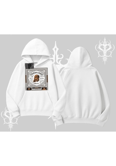 Startmore Kapşonlu Sweatshirt Fossilized Skull Underground Archive Beyaz
