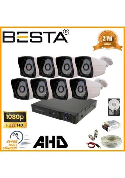 2 Mp 1080p 8 Dış Mekan Kameralı Ahd Güvenlik Seti 16814140