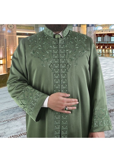 Lüks Dua İmam Cübbesi Haki Yeşil Çok Renkli