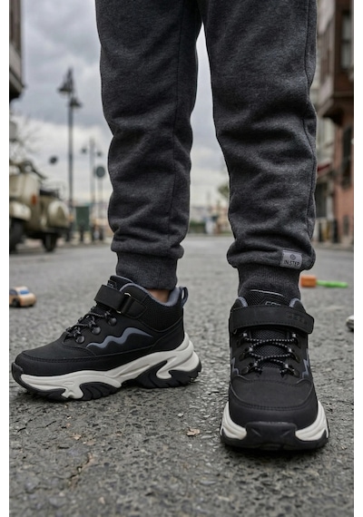 In Step Titan Mini - Cırt Cırtlı Dayanıklı Unisex Çocuk Spor Ayakkabı - Siyah