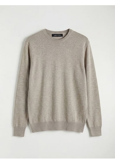 Lcw Vision Bej Bisiklet Yaka Regular Fit Erkek Triko Kazak