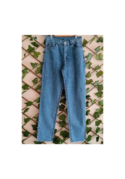 Çınar Boutique Paçası Taşlı Kot Pantolon Mavi Mavi