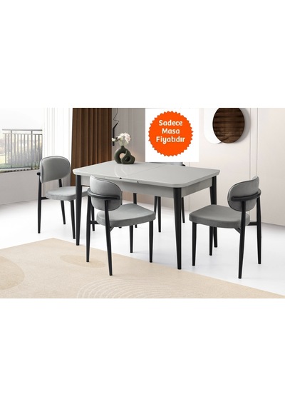 Ortadan Açılır Büyüyen Yemek Masası Açık Gri 70x120cm Gri