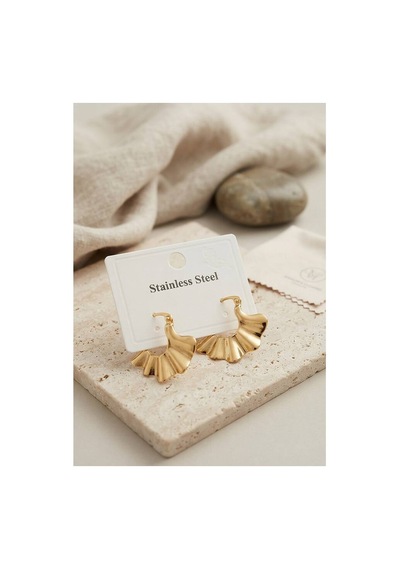 316l Çelik Gold Renk Yelpaze Model Küpe Tj-bkp12045 Evimdeyokyok