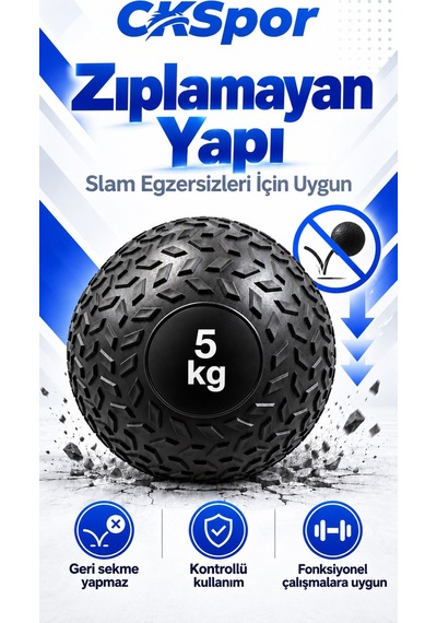 Ckspor 5 Kg Zıplamayan Sağlık Topu Slam Ball Crossfit Fitness Fonksiyonel Antrenman Ağırlık Topu