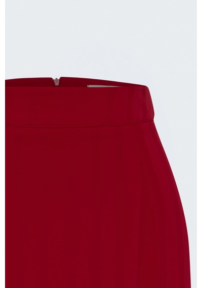Sateen Çizgili Maxi Boy Etek - Kırmızı-138041