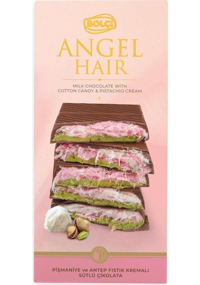 Bolçi Angel Hair Antep Fıstık Dolgulu Ve Pişmaniyeli Sütlü Çikolata 170 G 2 Adet
