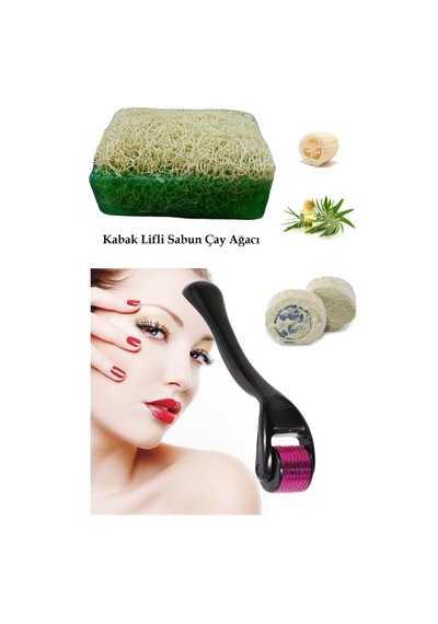 3'lü Bakım Peeling Lifli Çay Ağacı Sabun Yaşlanma Karşıtı Cilt Yenileme Dermaroller Akne Ruşur Taşı