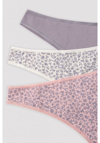 Penti Soft Floral Shadow Çok Renkli 3 lü Brazilian Külot Çok Renkli