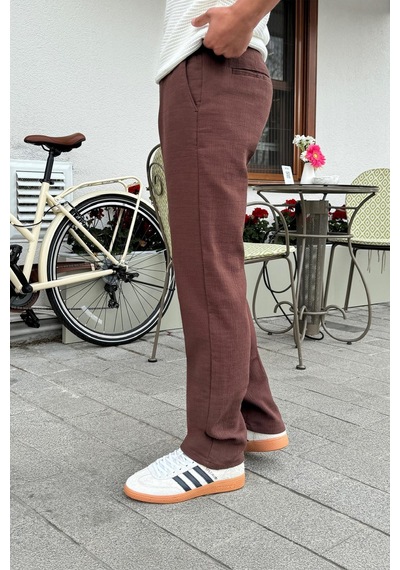Flaw Müslin Kumaş Baggy Pantalon Kahverengi Kahverengi Flaw Müslin Kumaş Baggy Pantalon Kahverengi Kahverengi