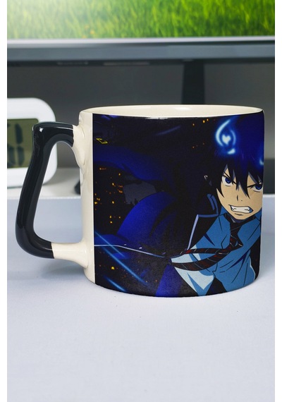 Ao No Exorcist Anime Baskılı Seramik Lüks Kupa 1 Adet Özel Siyah Kulp Dalga Kulp V2d Çok Renkli