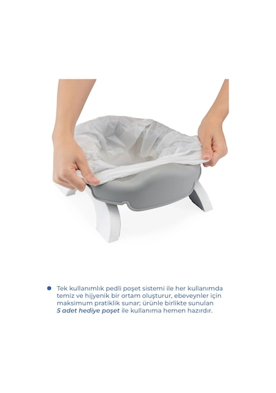 Babyjem Portatif Katlanabilir Lazımlık Soft Gri New Color