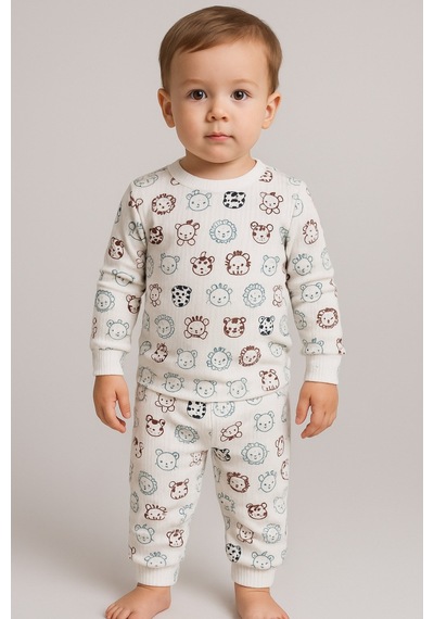 Aden Kids Pamuk Çocuk Alt Üst Pijama Takımı - Soluk Sarı