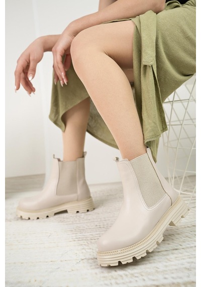 Nesil Shoes Swell 3080 Ten Çift Lastikli Kadın Bot-ten Ten