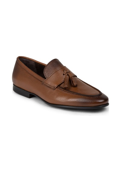 Deery Hakiki Deri Taba Rengi Püsküllü Erkek Loafer - 01989mtbac01 Taba