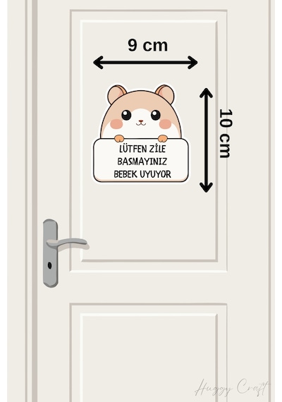 Lütfen Zile Basmayınız Bebek Uyuyor Şirin Kedi Sticker Kapı Zili Etiketi