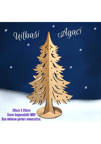 Ahşap Yılbaşı Ağacı Boyama Seti 28cm - Ahşap Süslü