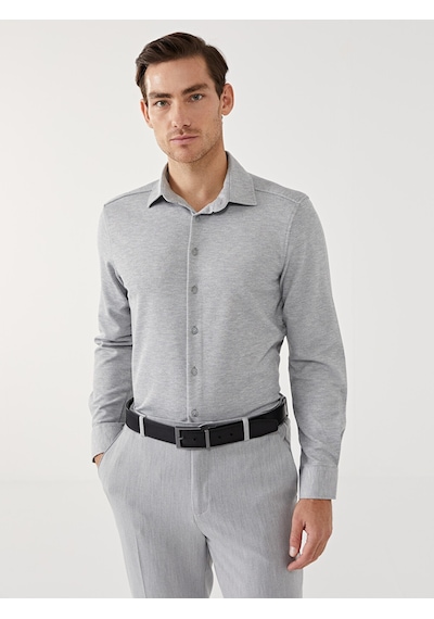 Lcw Vision Gri Slim Fit Uzun Kollu Erkek Gömlek