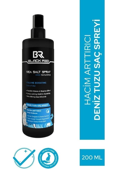 Black Red Sea Salt Spray Orta Tutuşlu Hacimlendirici Uv Deniz Tuzu Saç Spreyi 200 Ml