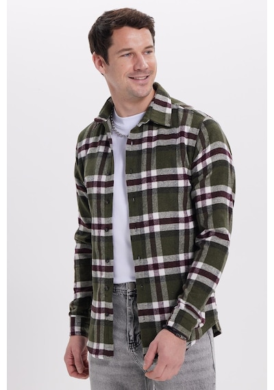 Tudors Erkek Slim Fit Dar Kesim Kareli Kışlık Oduncu Gömlek-42151 Çok Renkli