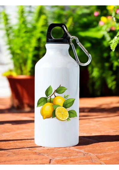 Limon Baskılı Matara Suluk Beyaz