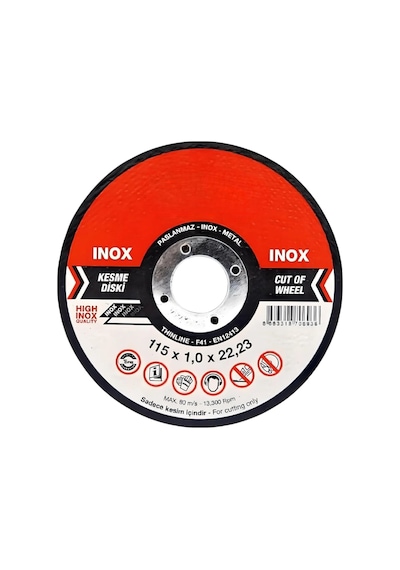 İnox Metal Kesici Kesme Diski 115x1,0x22,23 Mm İnce Taş 100 Adet Spiral Demir Kesici Disk