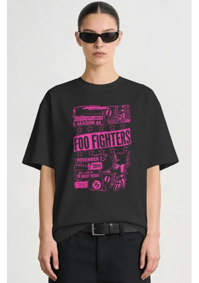 Foo Fighters Rock Metal Müzik Grubu Baskılı Unisex Oversize Premi Siyah
