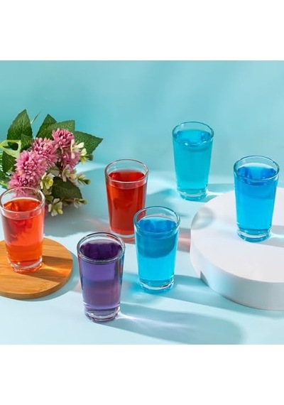 Glass 6591 Meşrubat Kahve Yanı Bardağı Sunumluk 6 Adet 100cc Meşrubat Bardak Açık Kırmızı